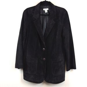 Orvis Chocolate Brown Suede Leather Blazer Jacket Size 16